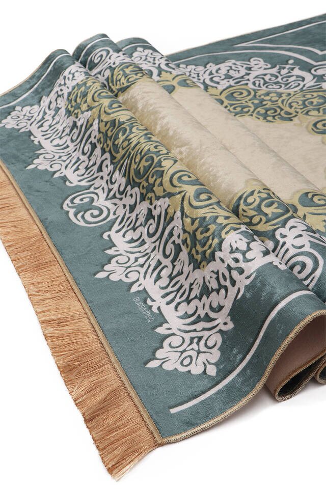 سجادة صلاة المخمل الأخضر - 3