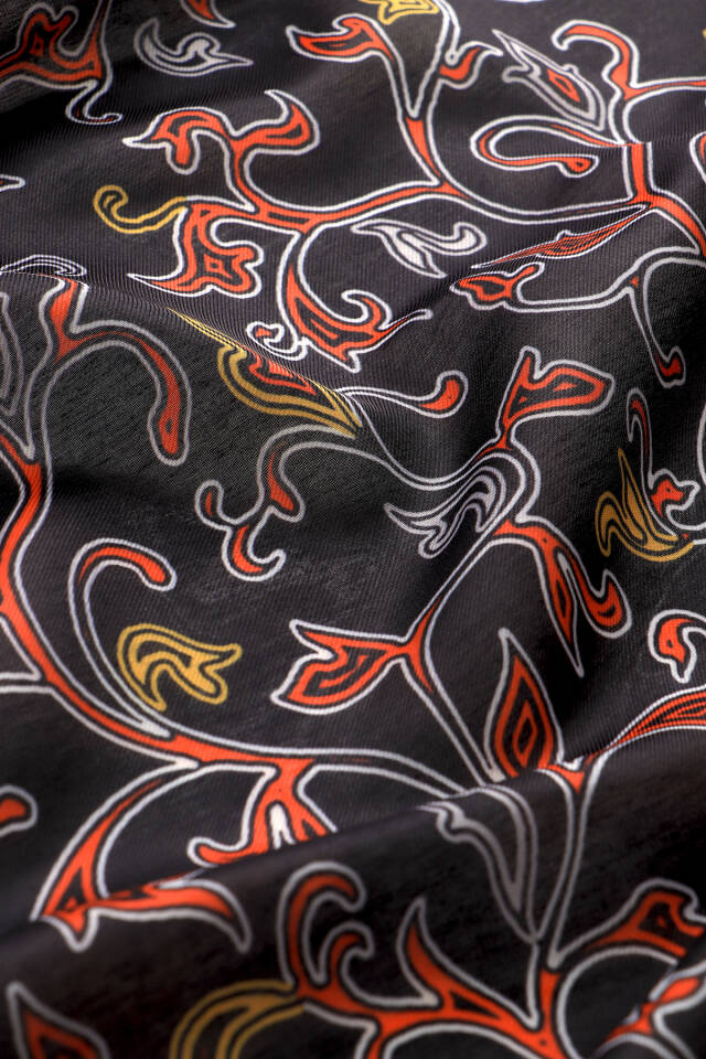 شال ناعم بنقشة اللبلاب البرتقالي - 3