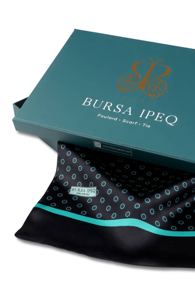 وشاح حريري رجالي منقوش باللون الأخضر - 3