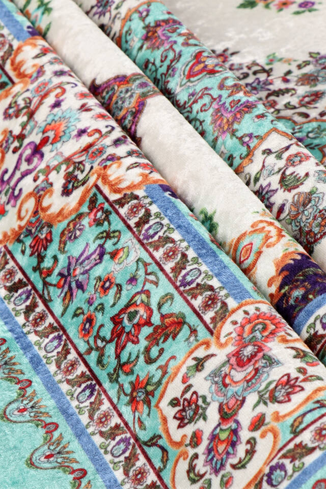 سجادة صلاة مخملية باللون الأخضر المائي - 2