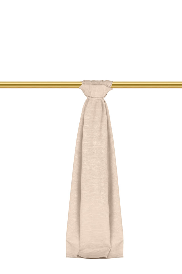 شال حرير قطني بنقشة مونوغرام باللون البيج - 2