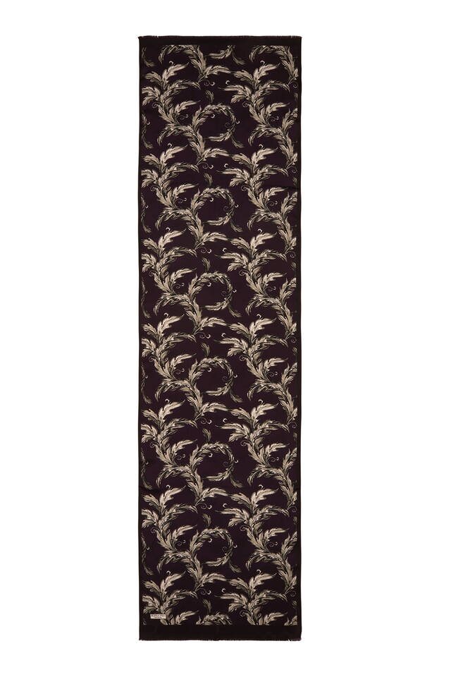 فولار الحرير نمط ورقة البرقوق الداكن - 4