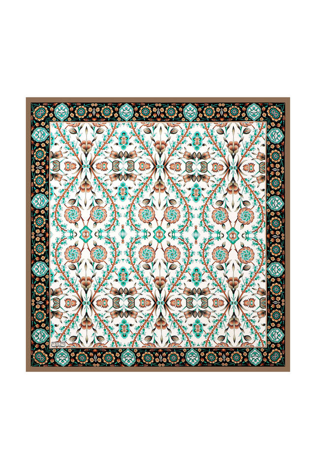 المنك الأسود نمط سلجوق الحرير وشاح مربع - 2