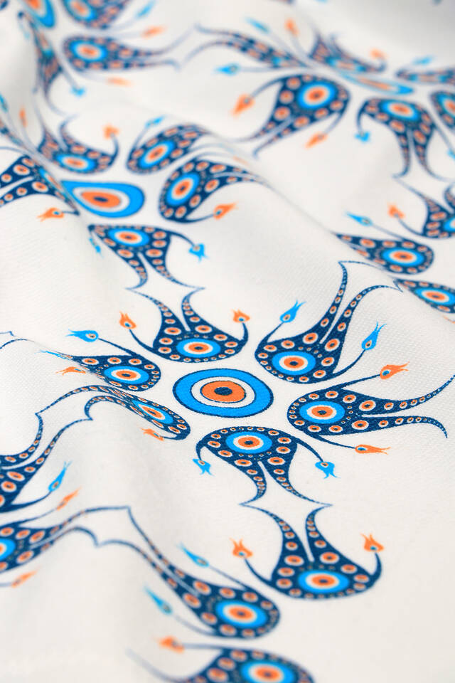 شكل عين الشر الصغيرة المطبوع باللون الفيروزي الذهبي - 4