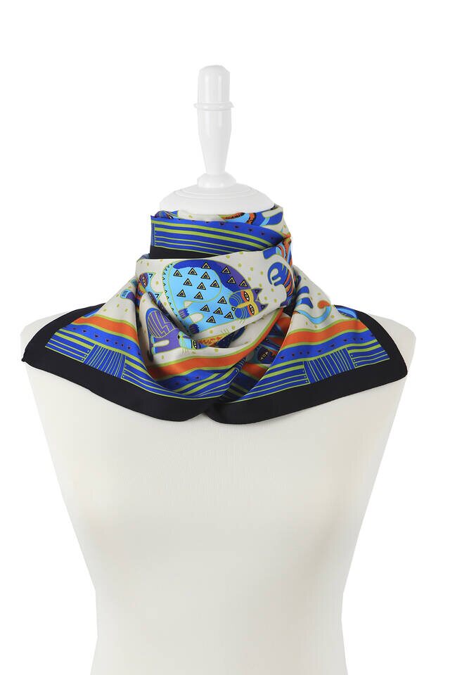 ارجواني برتقالي منقوش حريري الفولار - 2