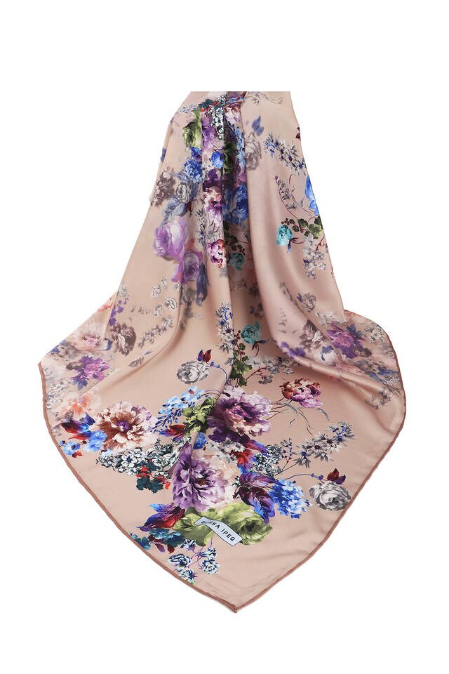 وشاح سلمون بيجونيا مربع حريري - 3