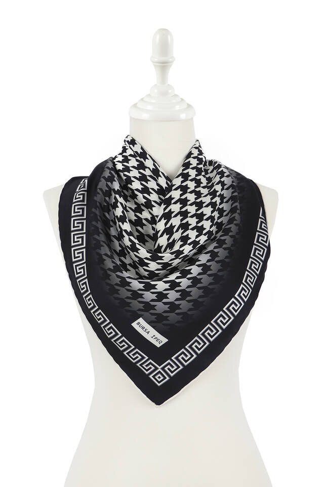 وشاح مربع حرير كروبار أسود إكرو - 2