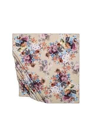 وشاح مربع حريري بنمط فوليا أصفر 