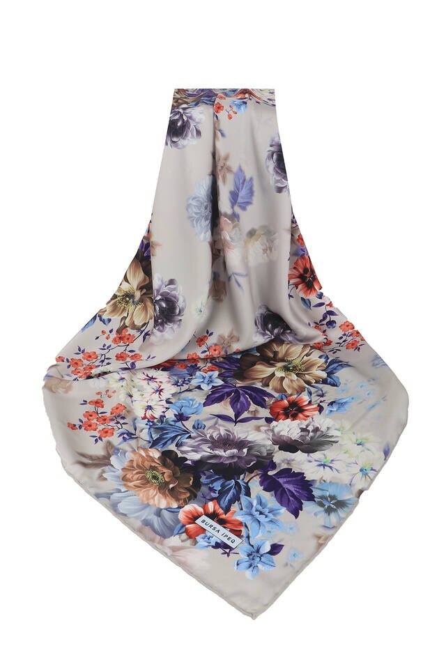 وشاح مربع حريري بنمط فوليا ستون - 3