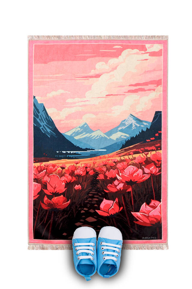 سجادة صلاة وسجادة لعب للأطفال من بوميجرانيت بوبي فيلفيت - Bursa İpek