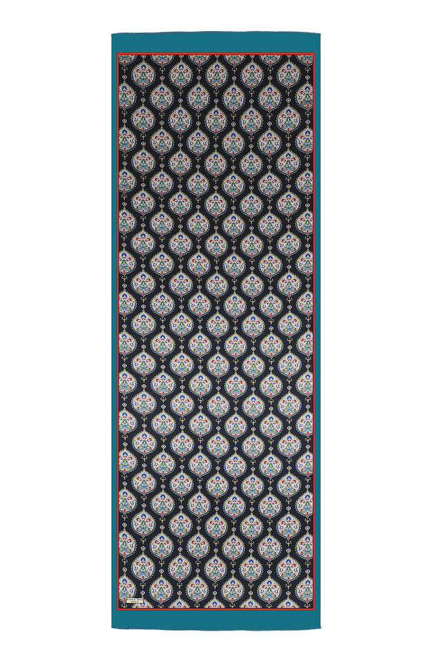 فولارد حرير بنمط هاتاي باللون الأخضر الزيتي - 4