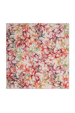 وشاح مربع ناعم بنمط ورق كريمي 