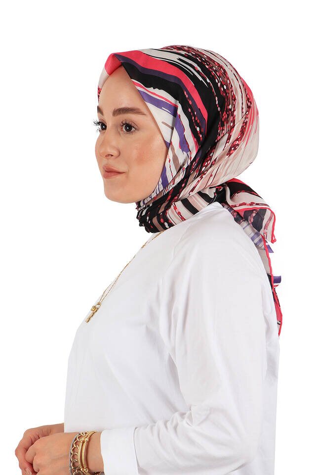 وشاح مربع ناعم بنمط فرشاة فوشيا - 2