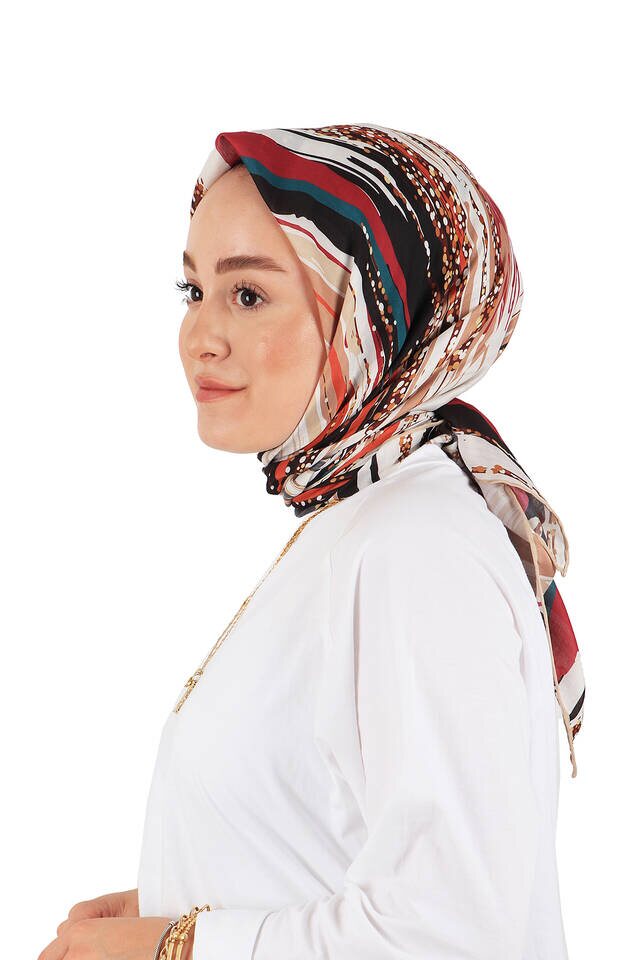 وشاح مربع ناعم بنمط فرشاة بيج - 2