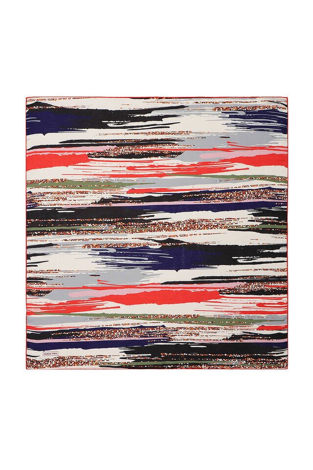 وشاح مربع ناعم بنمط فرشاة رمادي - 1