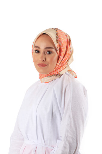 وشاح مربع من نسيج التويل الحريري البرتقالي 