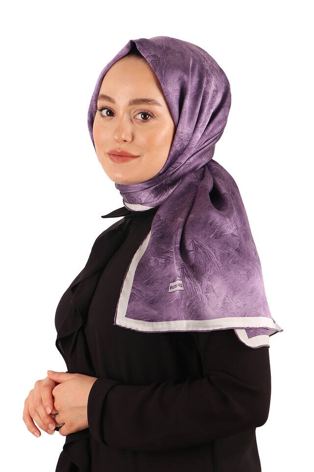 وشاح حريري بنمط فرشاة أرجواني - 3