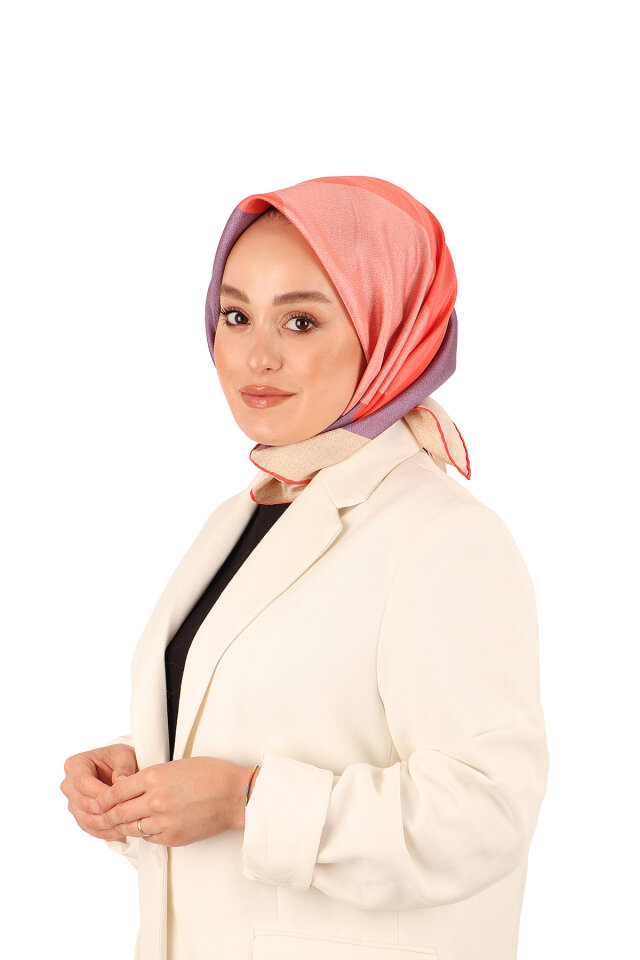 الرمان الأرجواني نمط هندسي حك الحرير وشاح مربع 