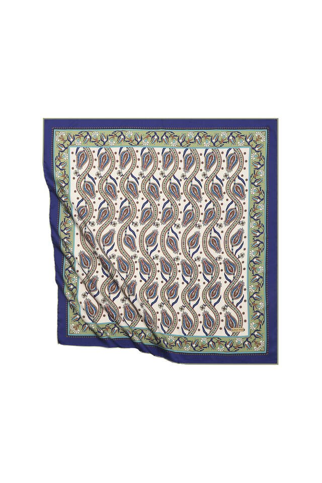 الكاكي اللبلاب توليب نمط حريري وشاح مربع - Bursa İpek