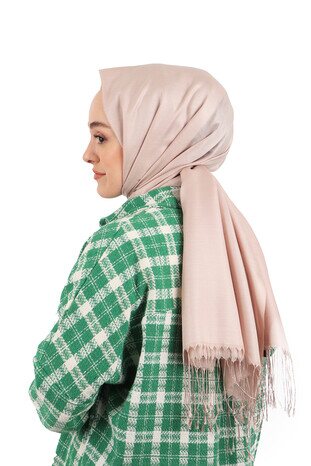 وشاح حريري بلون البودرة الداكنة 