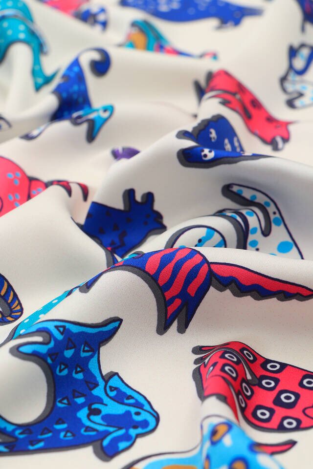 جيب مربع حريري منقوش فوشيا - 3