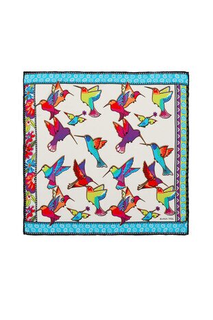 مربع جيب حريري منقوش بنفسجي أخضر 