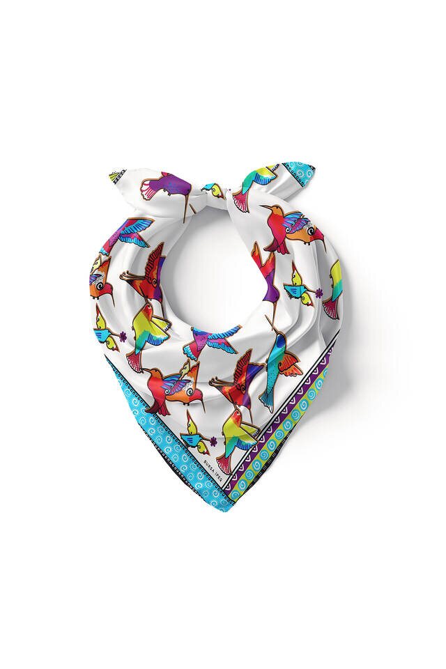 مربع جيب حريري منقوش بنفسجي أخضر - 2