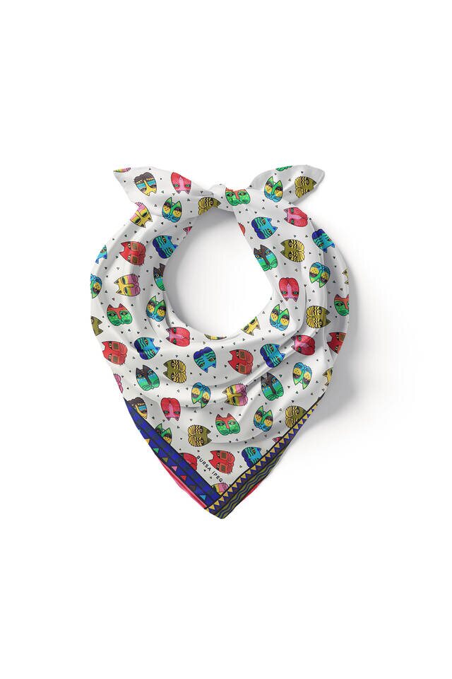 جيب مربع حريري منقوش فوشيا - 2