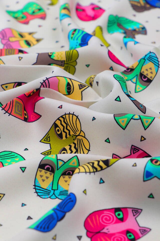 جيب مربع حريري منقوش فوشيا - 3