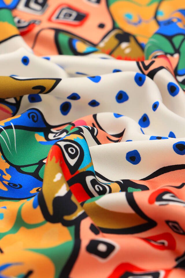 مربع الجيب الحريري منقوش السلمون - 3