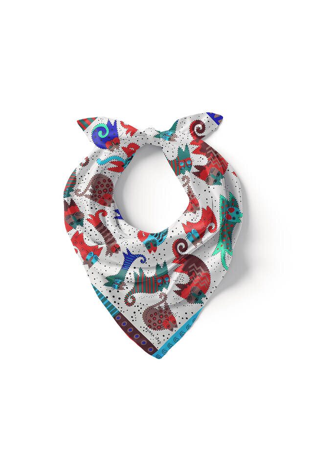 جيب حريري أخضر كلاريت منقوش باللون الأحمر - 2