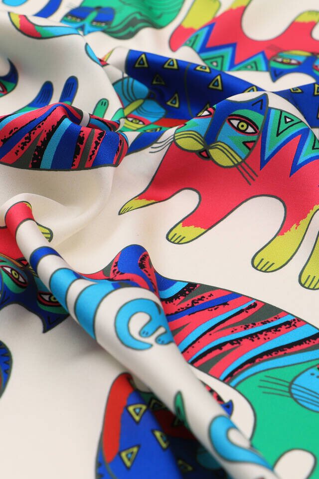 مربع جيب حريري منقوش بالنعناع بينيتون - 3