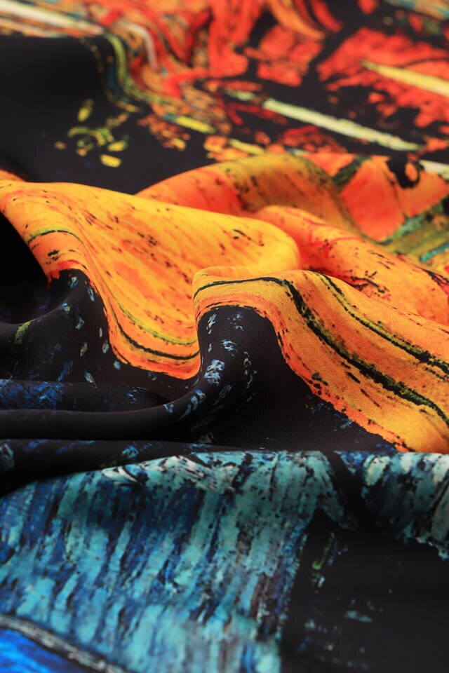 أزرق كحلي كافيه ستريت حريري الجيب سكوير - 3