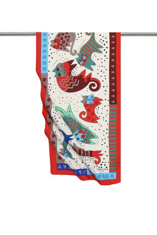 فولارد حريري أحمر كلاريت منقوش 