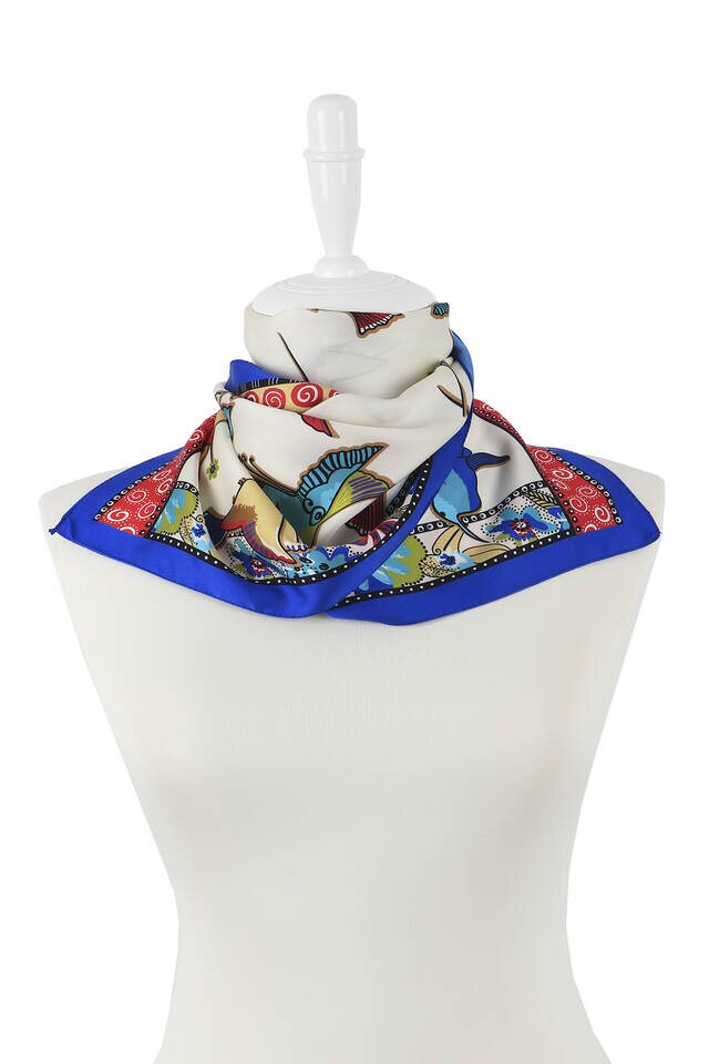 أصفر أخضر منقوش حريري الفولار - 2