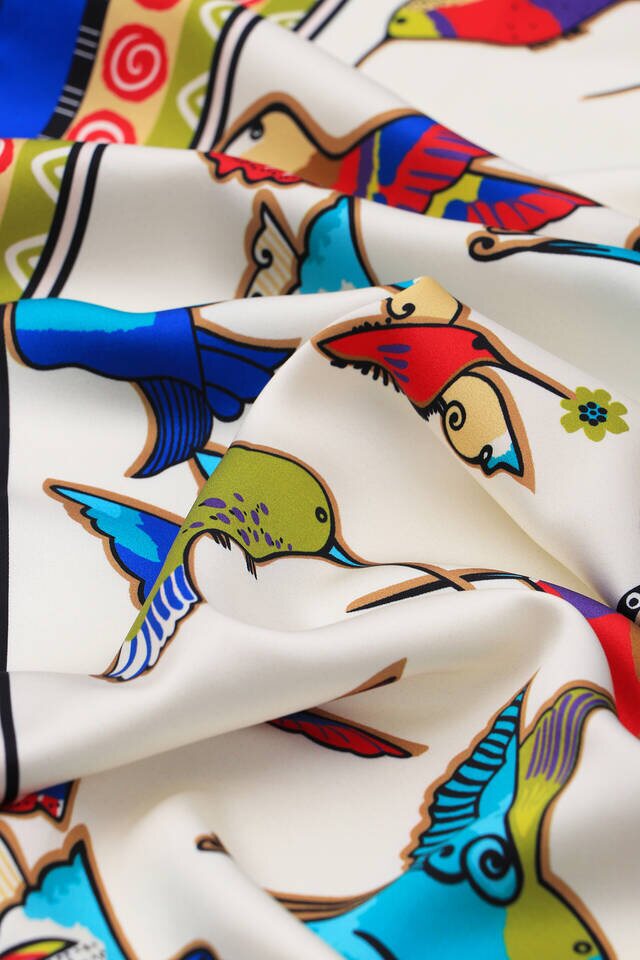 أصفر أخضر منقوش حريري الفولار - 3