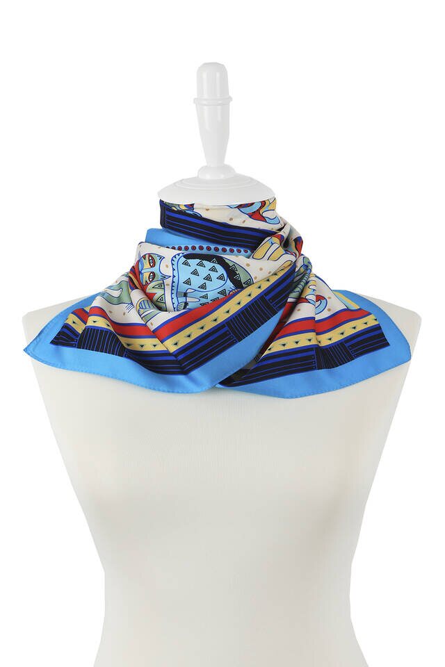 فولارد حريري مزخرف بالنعناع الفيروزي - 2