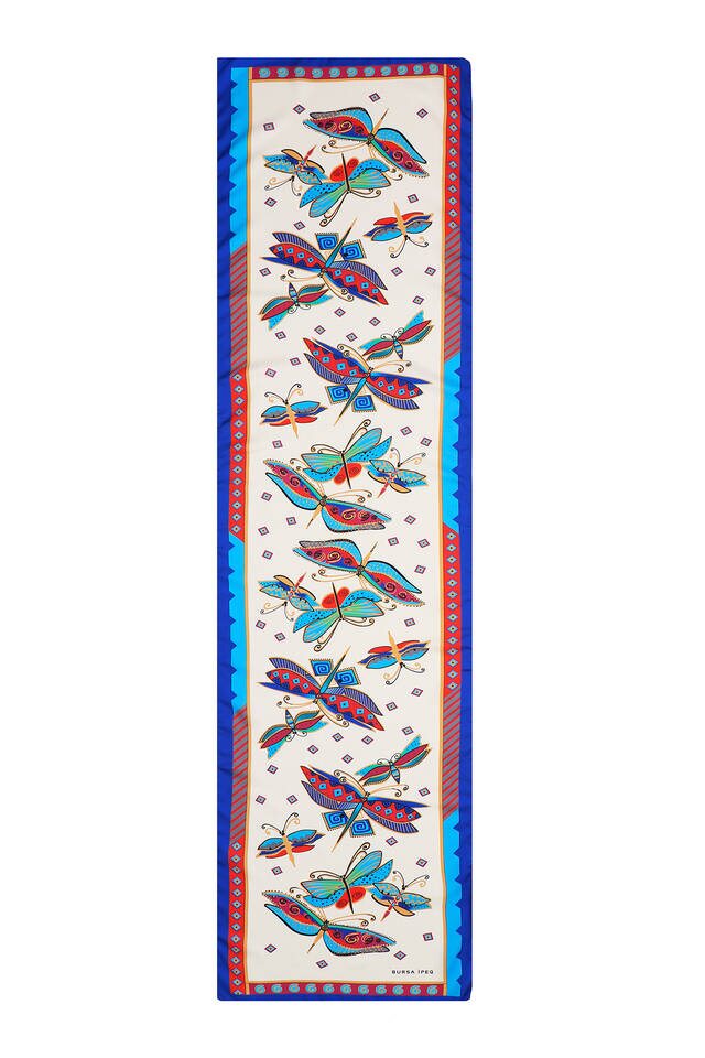 فولار حريري منقوش فوشيا رمادي - 4