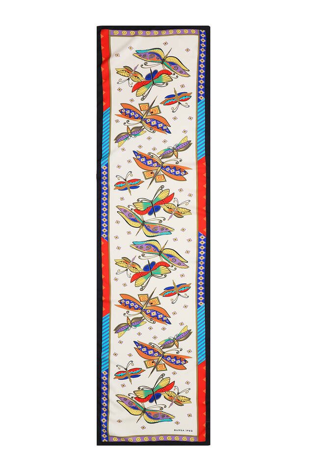 فولار حريري بنفسجي أخضر مائي - 4