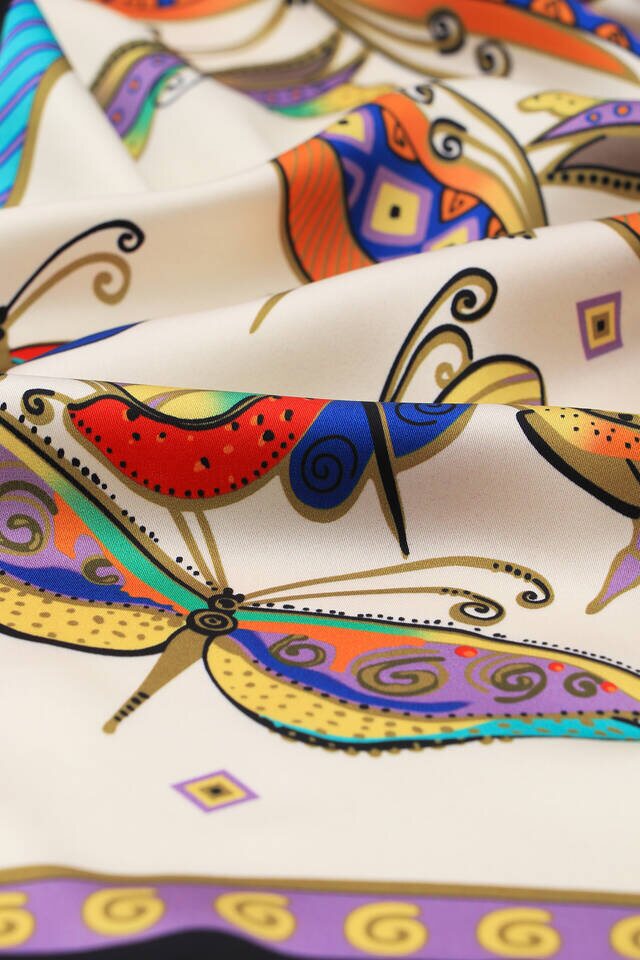 فولار حريري بنفسجي أخضر مائي - 3