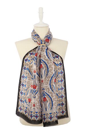 أسود بيج توليب فوال حرير كبير 