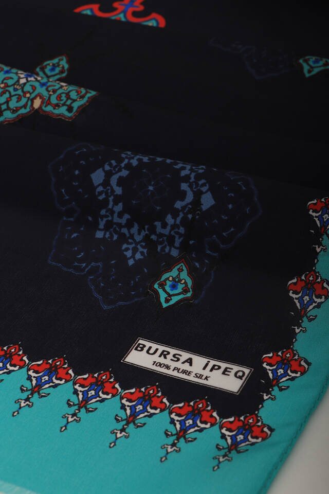 فولار حرير فوال أخضر أزرق كحلي - 3