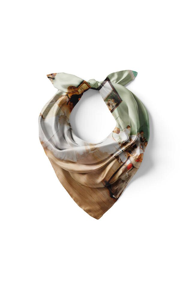 راقصة الباليه الخضراء المياه نمط الحرير جيب مربع - 2