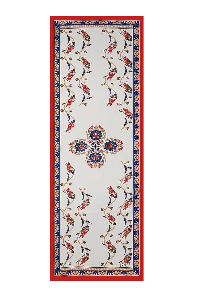 أزرق كحلي أحمر صف حرير توليب فولار - 4