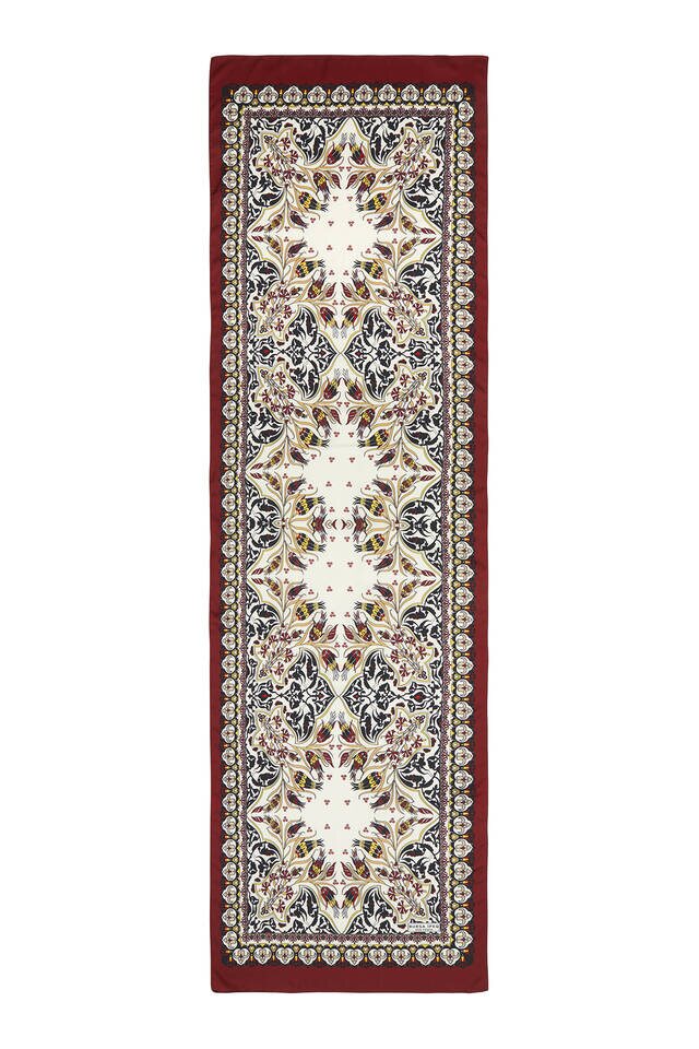 أسود كلاريت أحمر قرميدي توليب نمط ضيق حريري فولارد - 4