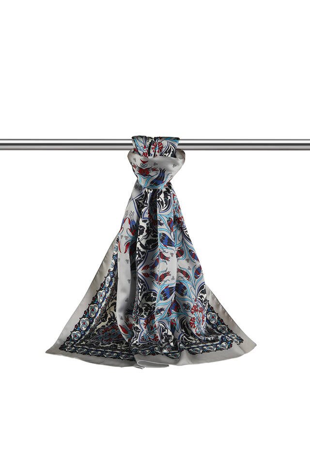 أسود رمادي توليب نمط ضيق حريري فولارد - 3