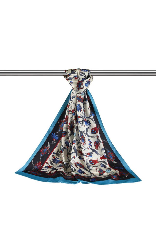 أسود فيروزي قرنفل نمط توليب واسع حريري فولارد - 3