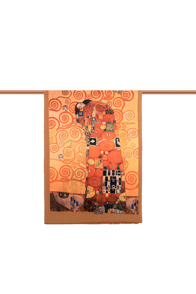 شال شتوي بنمط شجرة الحياة الصفراء - 3