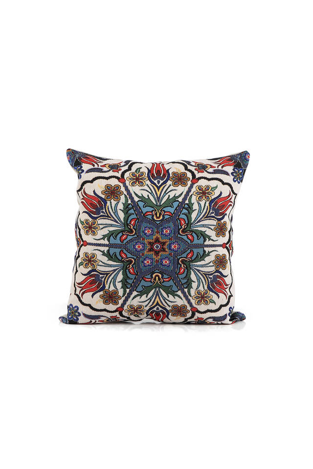 وسادة رمي منسوجة بنمط التوليب باللون الأخضر - 1