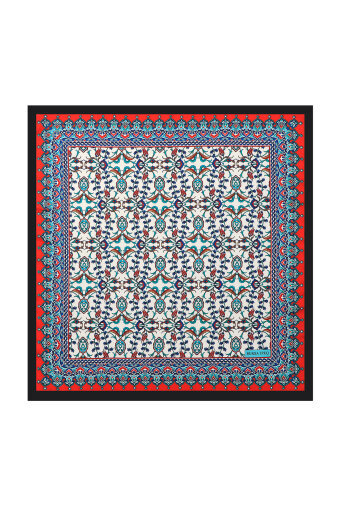 مربع جيب حريري بنمط توليب أسود 